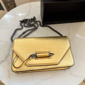 MACKAGE Zoey Metallic Gold Leather Crossbody Bag - NEW